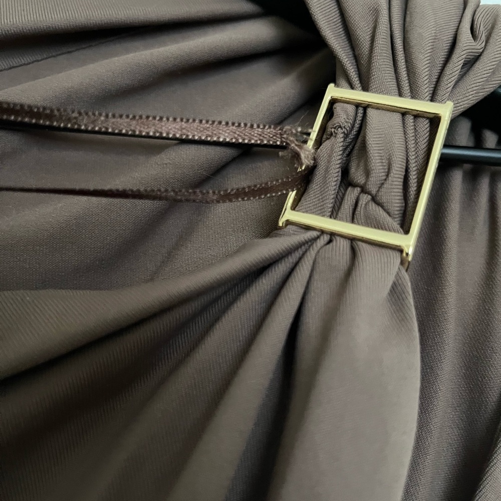Zara - Brown Ruched One-Shoulder Top - Picture 3 of 3